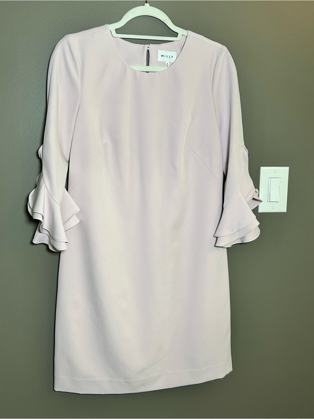 Milly Blush Pink Ruffle-Sleeve Shift Dress S6